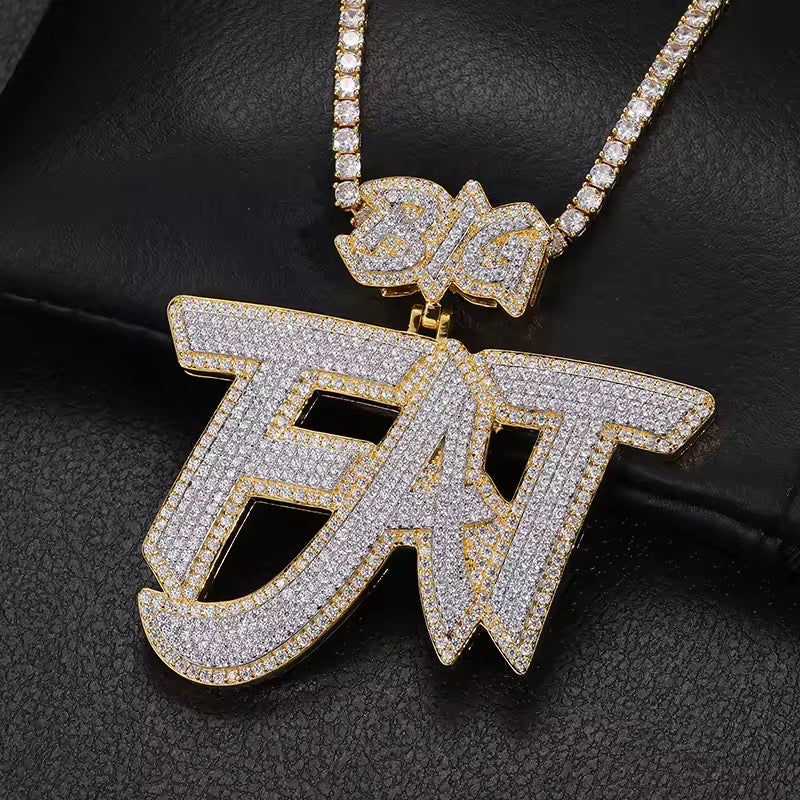 Ciondolo Custom “Dual Plate Lettering” Argento 925 & VVS Moissanite