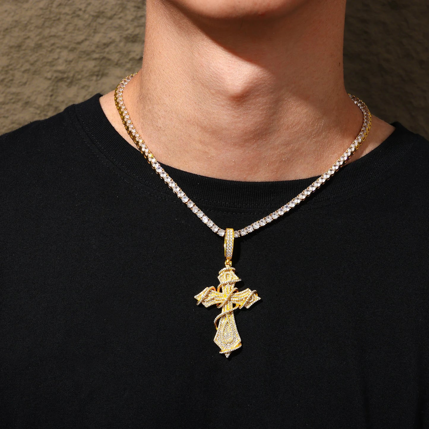 Ciondolo "Wrapped Cross" Argento 925 & VVS Moissanite