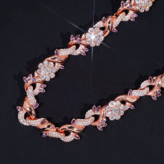 Bracciale "Floral Rose" 18mm Argento 925 & VVS Moissanite