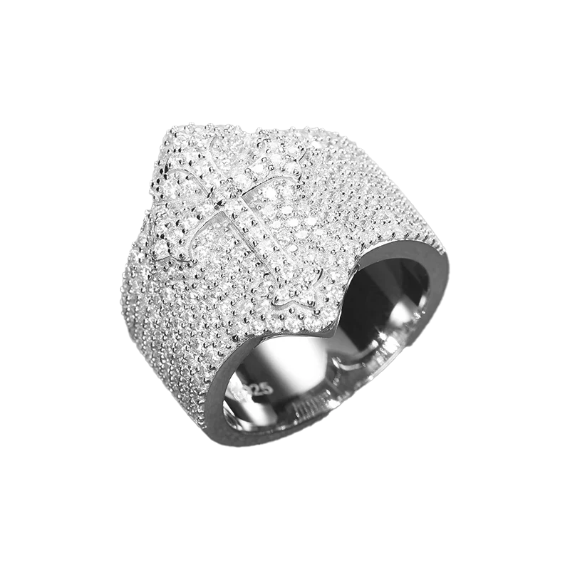 Anello "3D Cross" Argento 925 & VVS Moissanite / Zirconi
