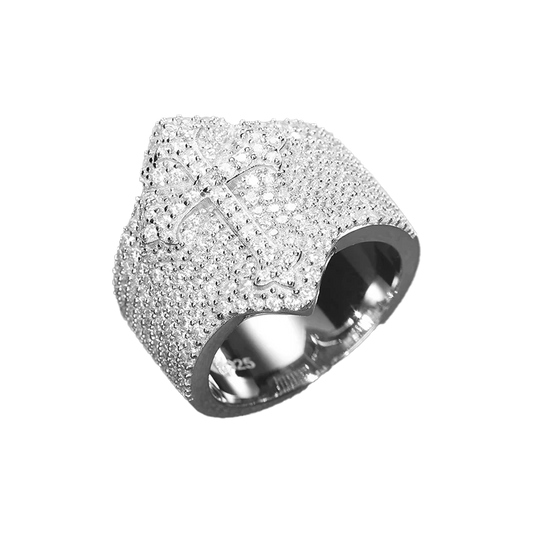 Anello "3D Cross" Argento 925 & VVS Moissanite / Zirconi