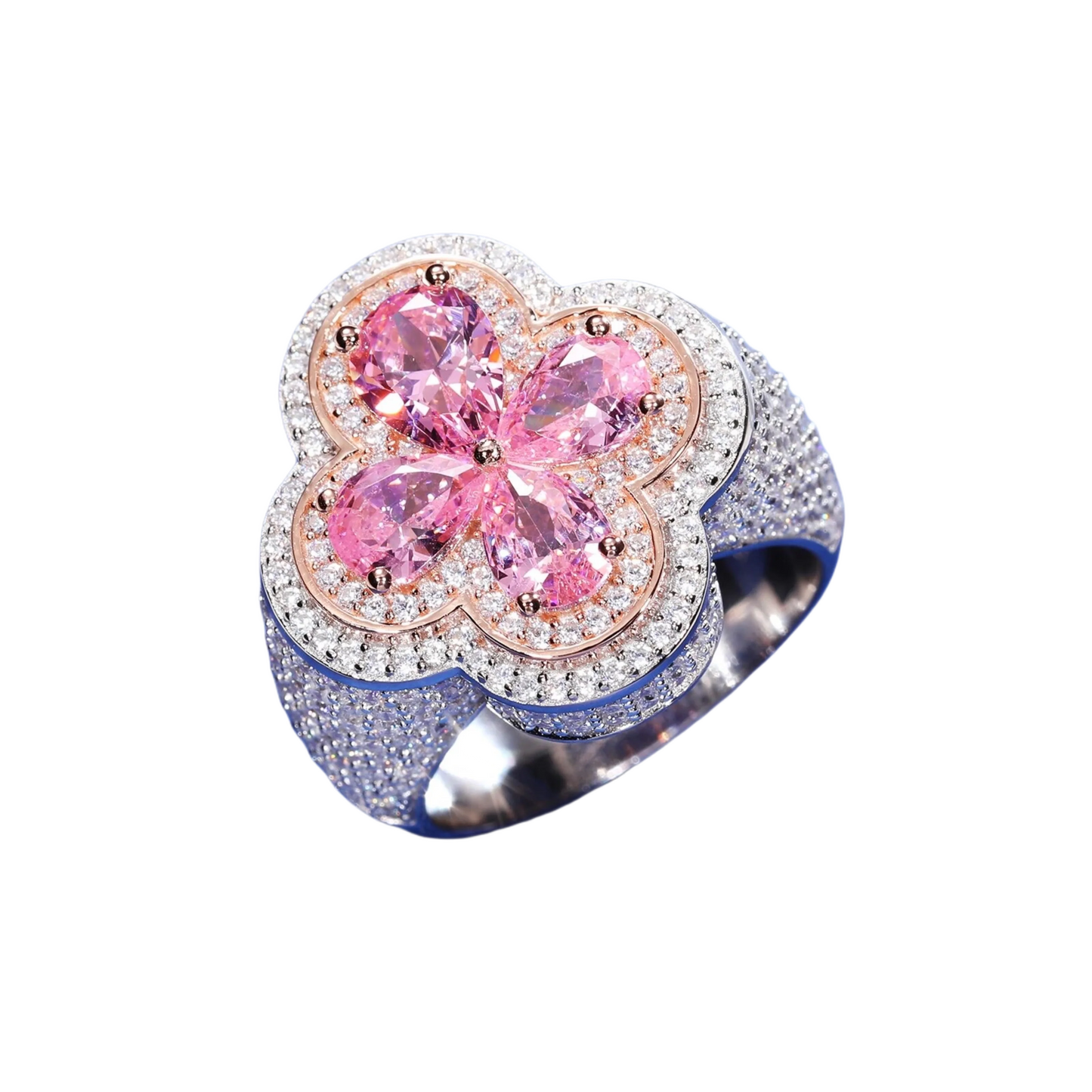 Anello "Cloverleaf" Argento 925 & VVS Moissanite / Zirconi