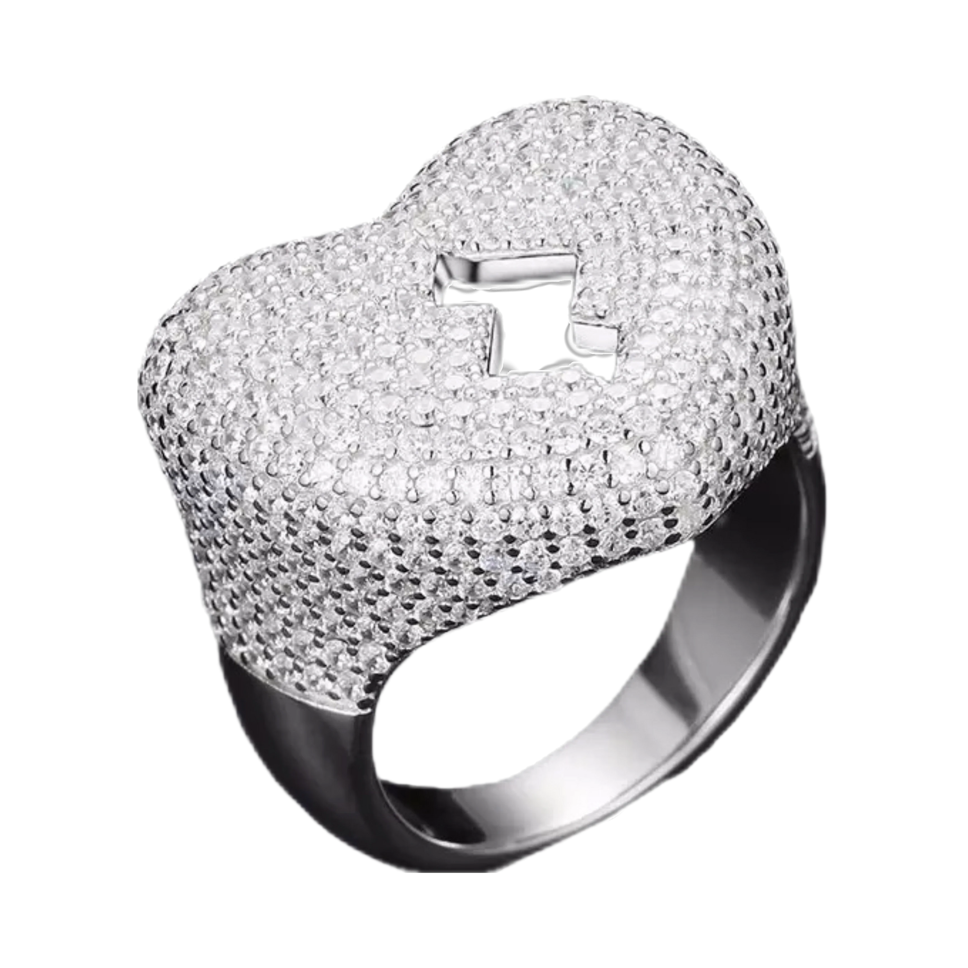 Anello “Fractured Heart” Argento 925 & VVS Moissanite