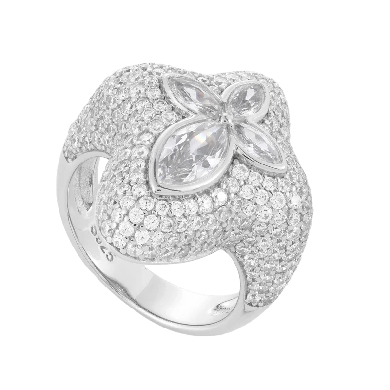 Anello “Marquise Drop Cross” Argento 925 & VVS Moissanite