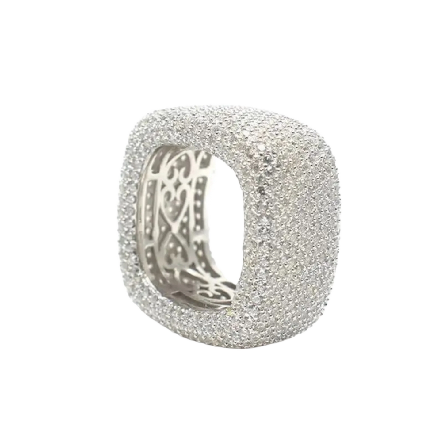 Anello "Square Fully Iced" Argento 925 & Zirconi