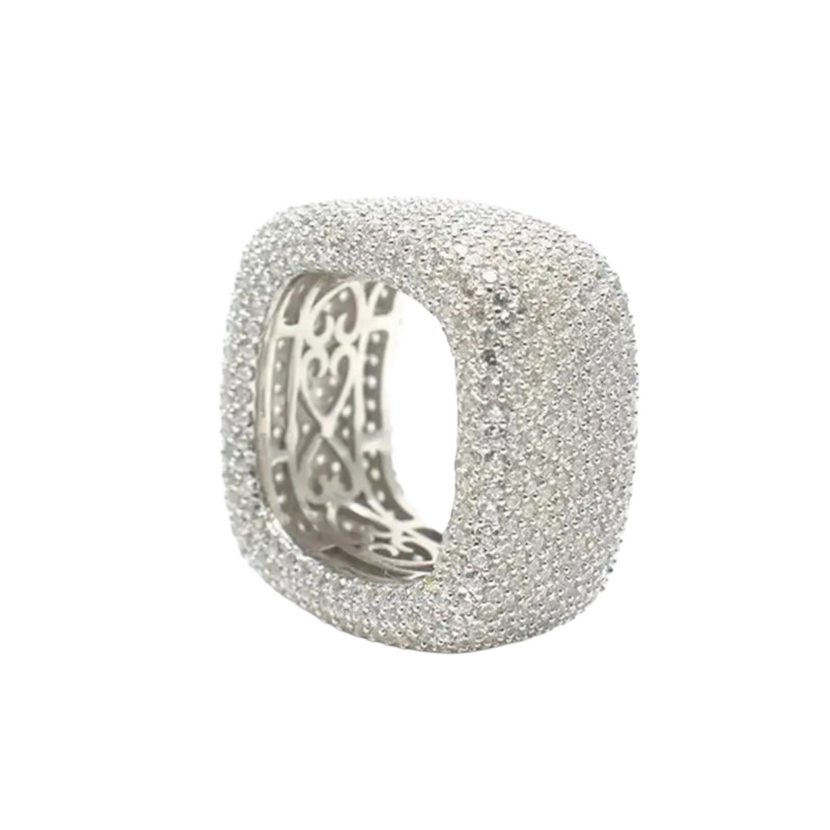 Anello "Square Fully Iced" Argento 925 & Zirconi