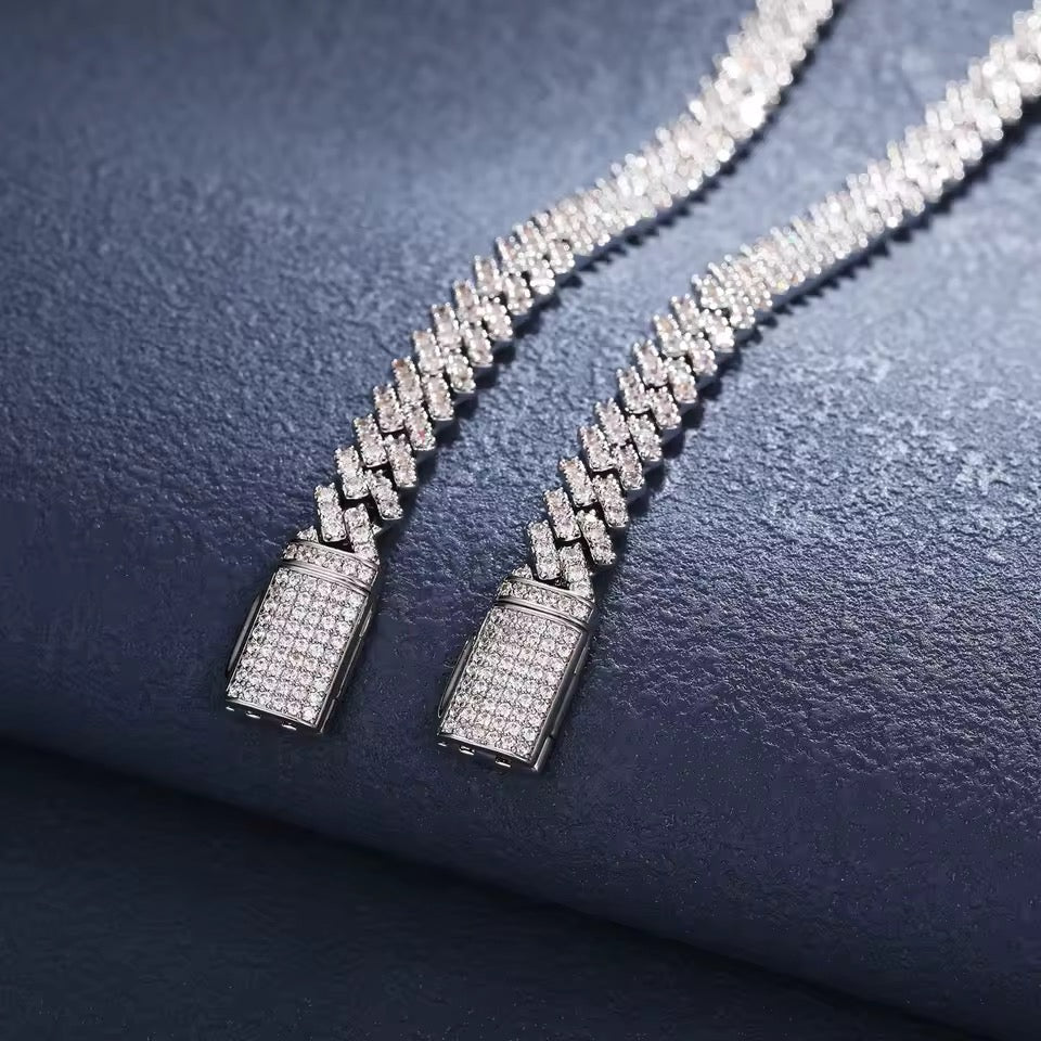 Collana Cuban 8mm Argento 925 & VVS Moissanite