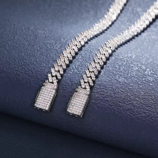 Collana Cuban 8mm Argento 925 & VVS Moissanite