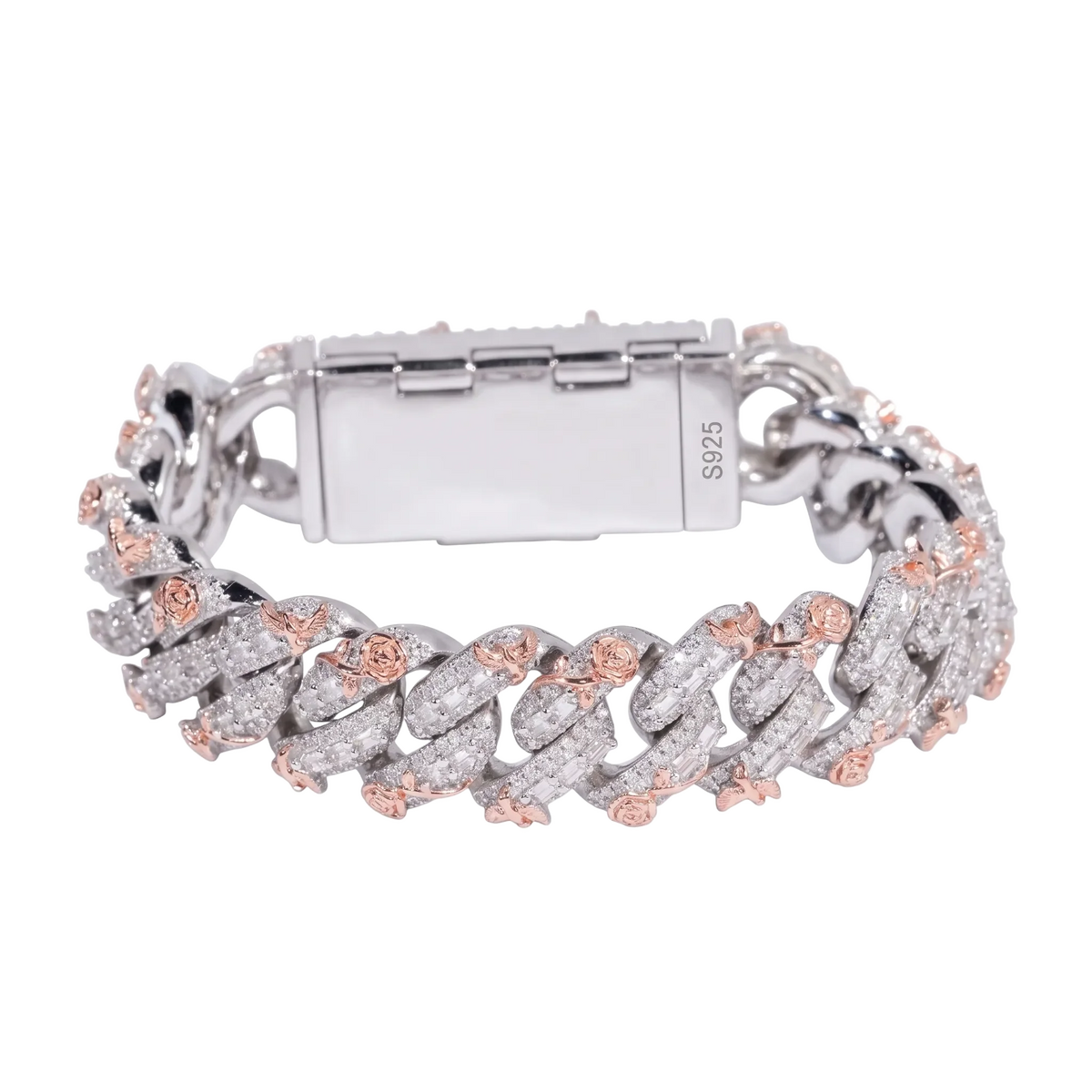 Bracciale "Angel Rose Cuban" Argento 925 & VVS Moissanite