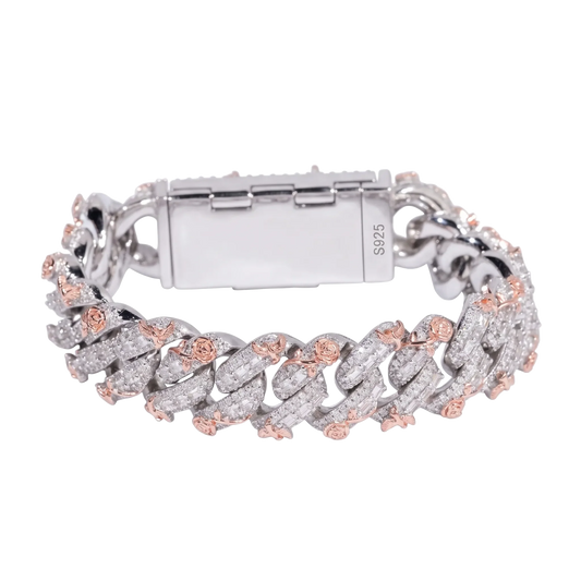Bracciale "Angel Rose Cuban" Argento 925 & VVS Moissanite