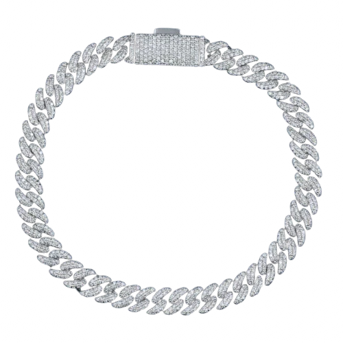 Bracciale Cuban “Premium Ice” 9mm Argento 925 & VVS Moissanite