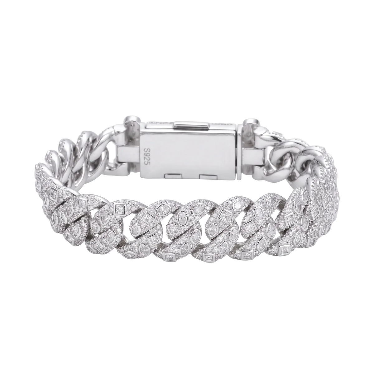 Bracciale "Imperial Cuban" 15mm Argento 925 & VVS Moissanite