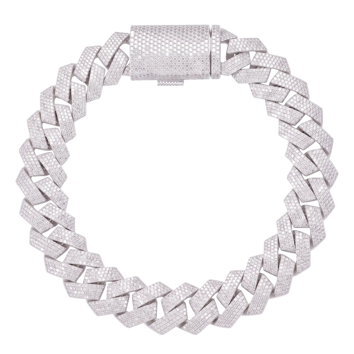 Bracciale "Prism Cuban" 20mm Argento 925 & VVS Moissanite 4 File