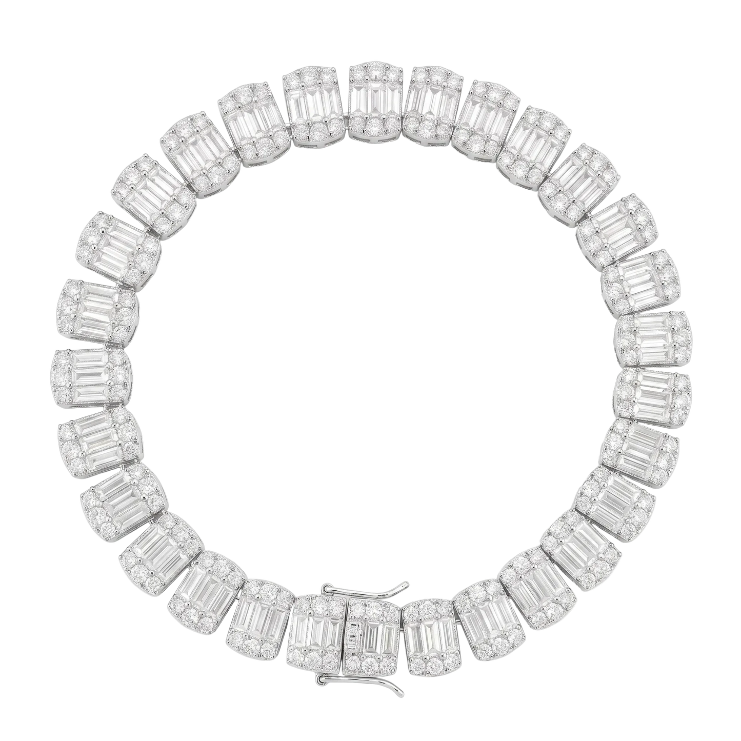 Bracciale "Square Baguette" 8mm Argento 925 & VVS Moissanite