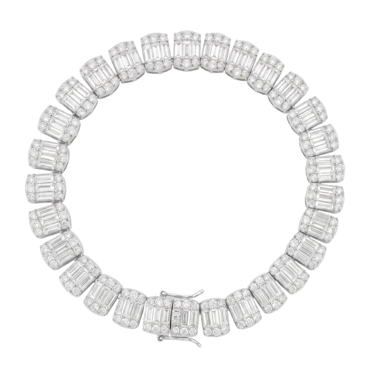 Bracciale "Square Baguette" 8mm Argento 925 & VVS Moissanite