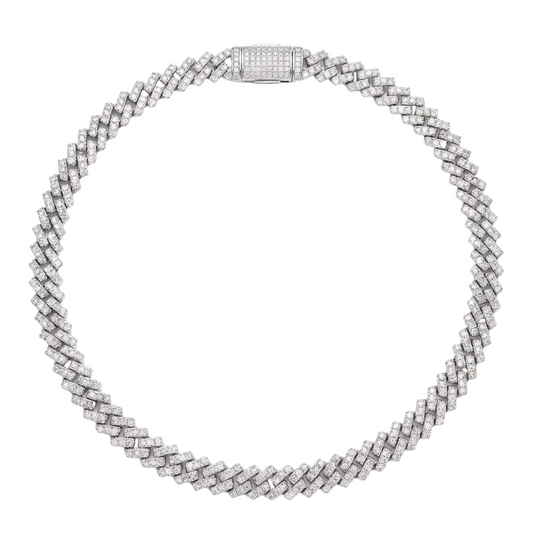Collana Cuban 8mm Argento 925 & VVS Moissanite