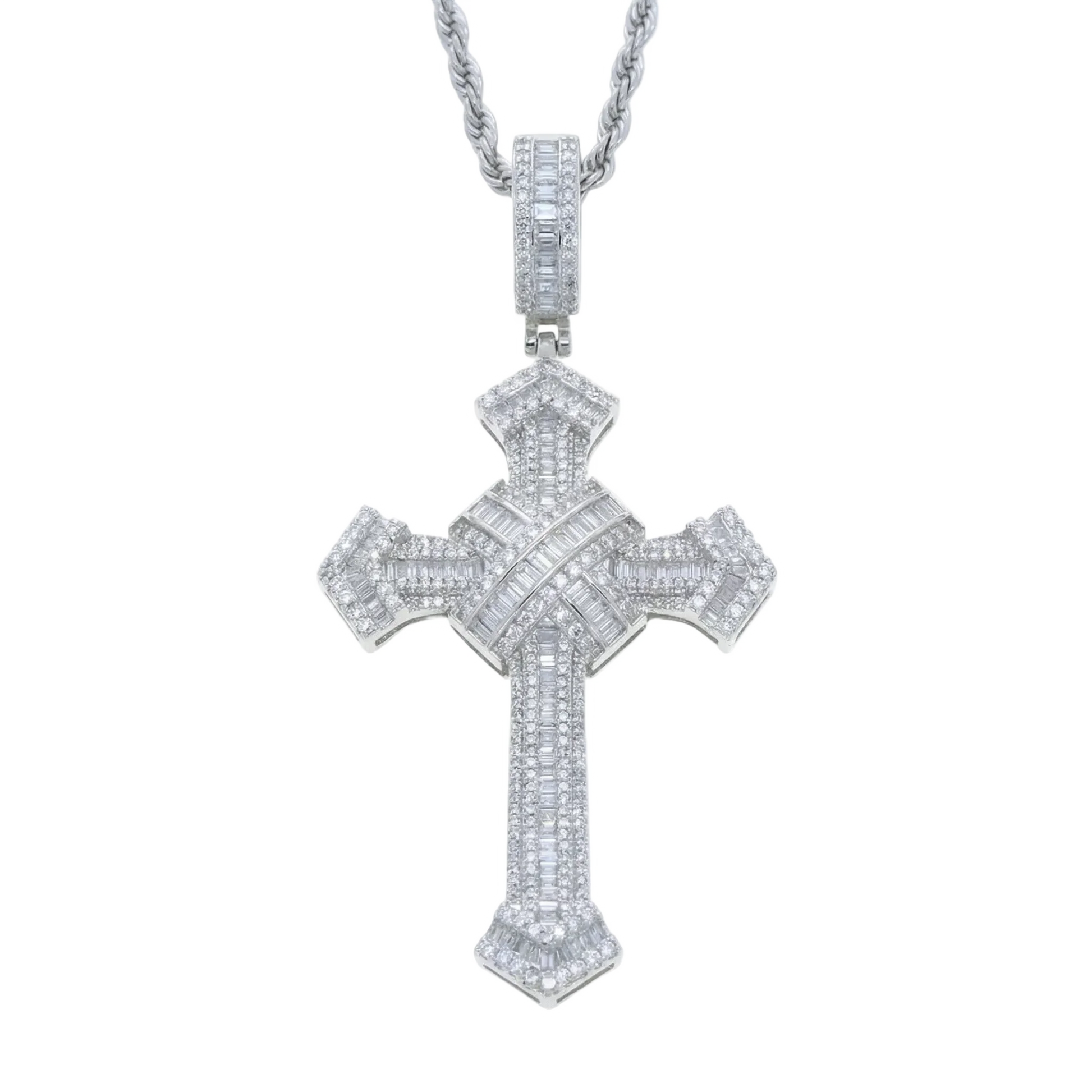 Ciondolo "Baguette Cross" Argento 925 & Zirconi