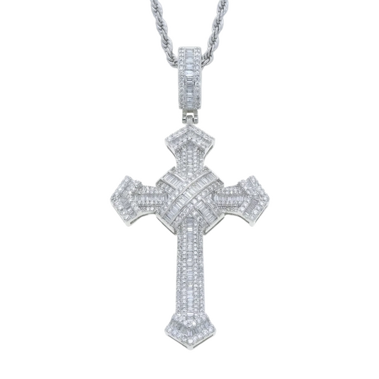 Ciondolo "Baguette Cross" Argento 925 & Zirconi