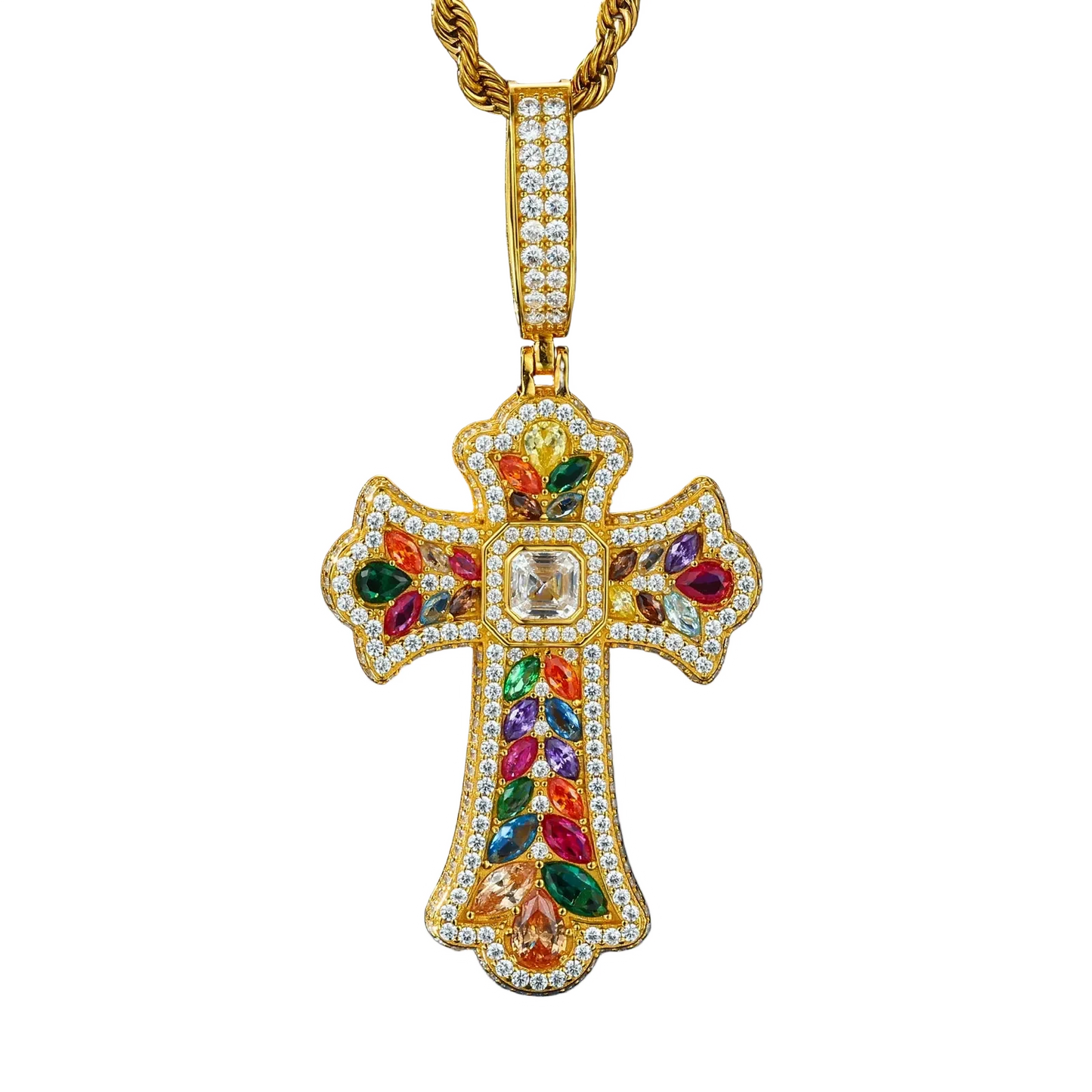 Ciondolo "Colorful Cross" Argento 925 & VVS Moissanite