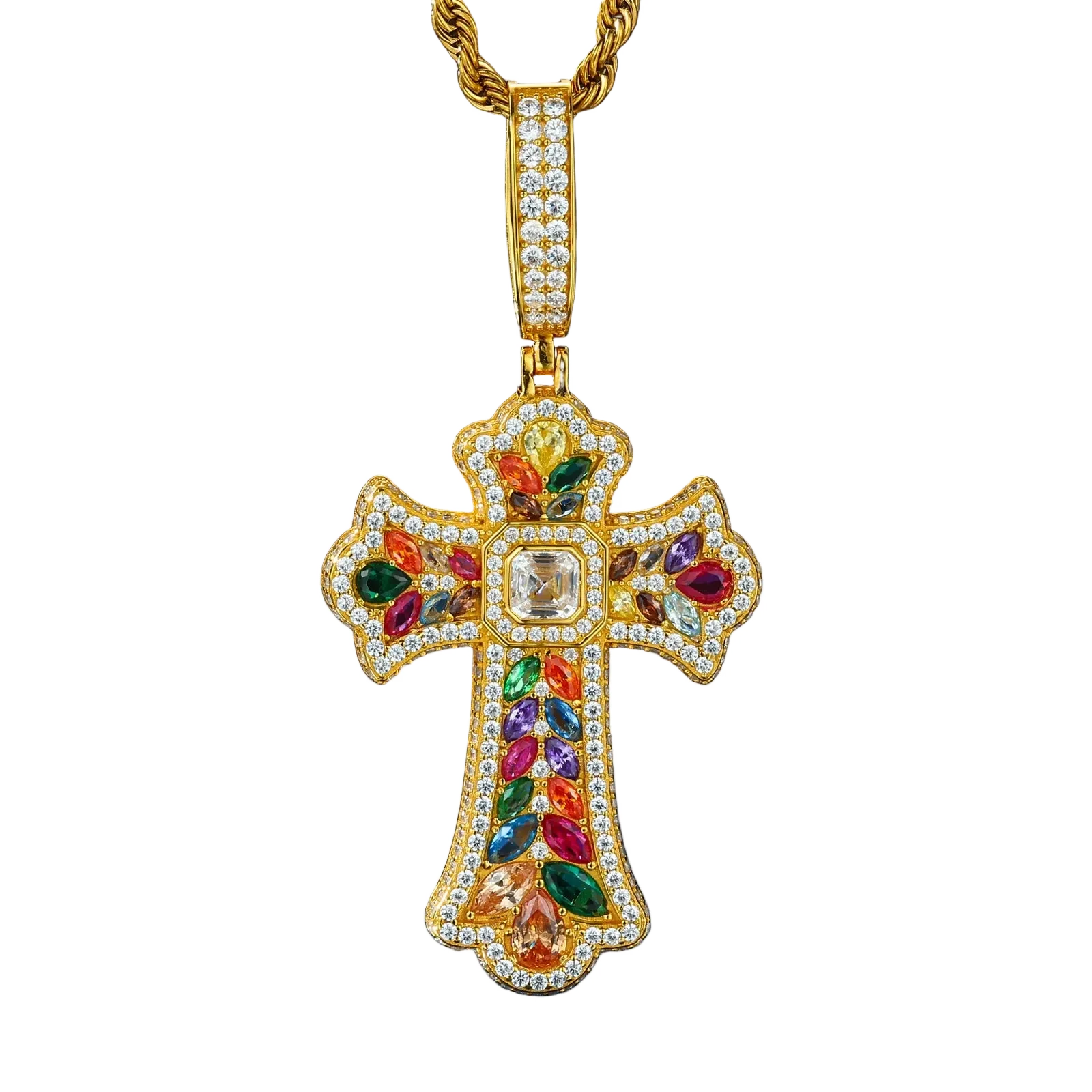 Ciondolo "Colorful Cross" Argento 925 & VVS Moissanite