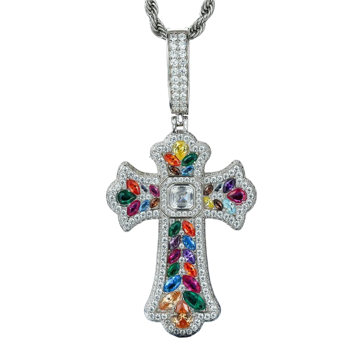 Ciondolo "Colorful Cross" Argento 925 & VVS Moissanite
