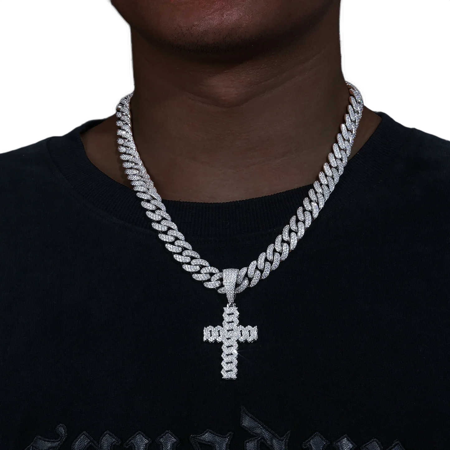 Ciondolo "Cuban Cross" Argento 925 & VVS Moissanite