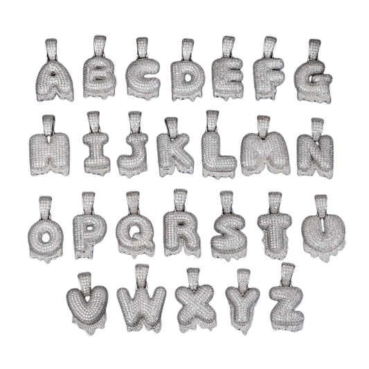 Ciondolo “Dripping” Iniziale Custom Argento 925 & VVS Moissanite / Zirconi
