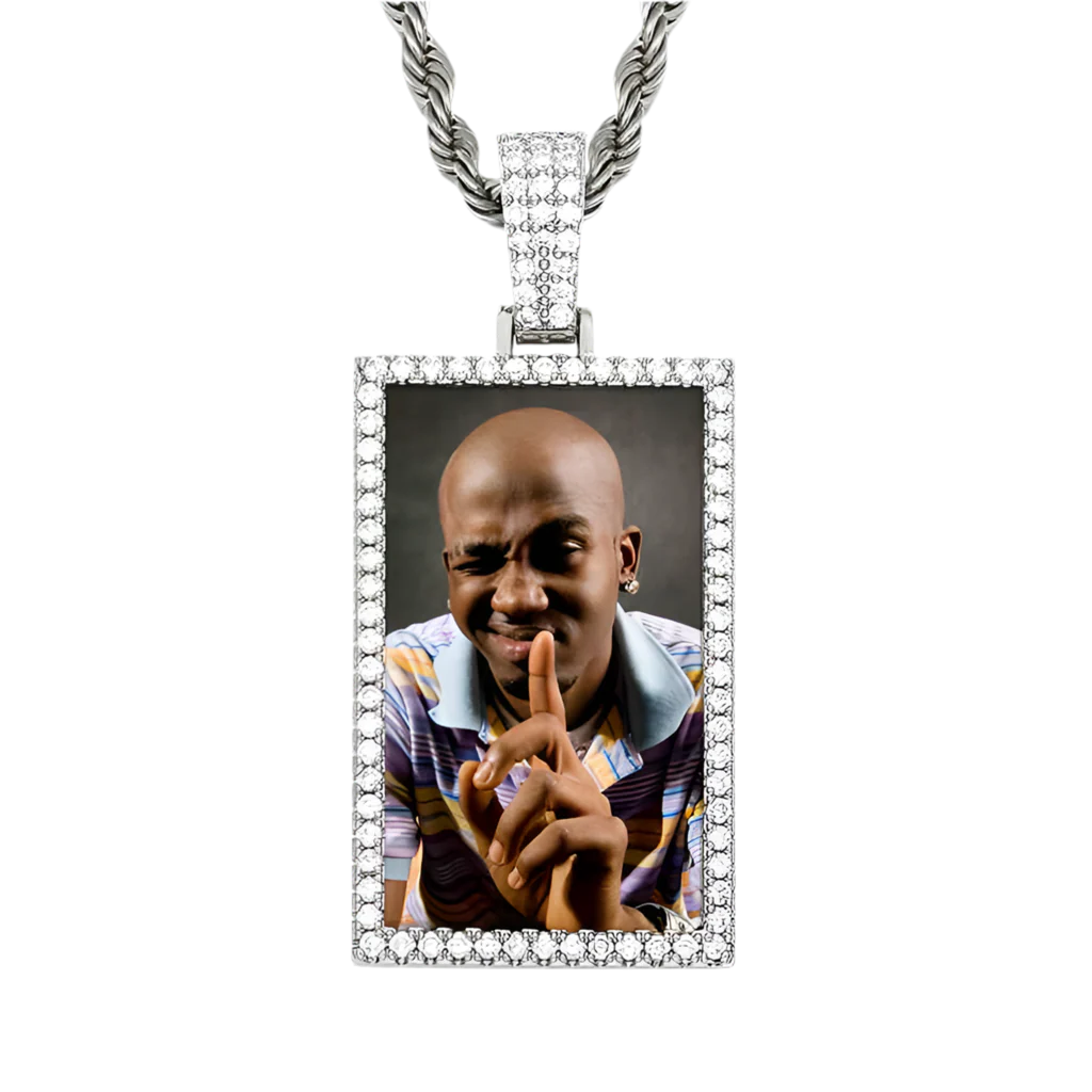 Ciondolo Foto Custom "Iced Frame" Argento 925 & VVS Moissanite