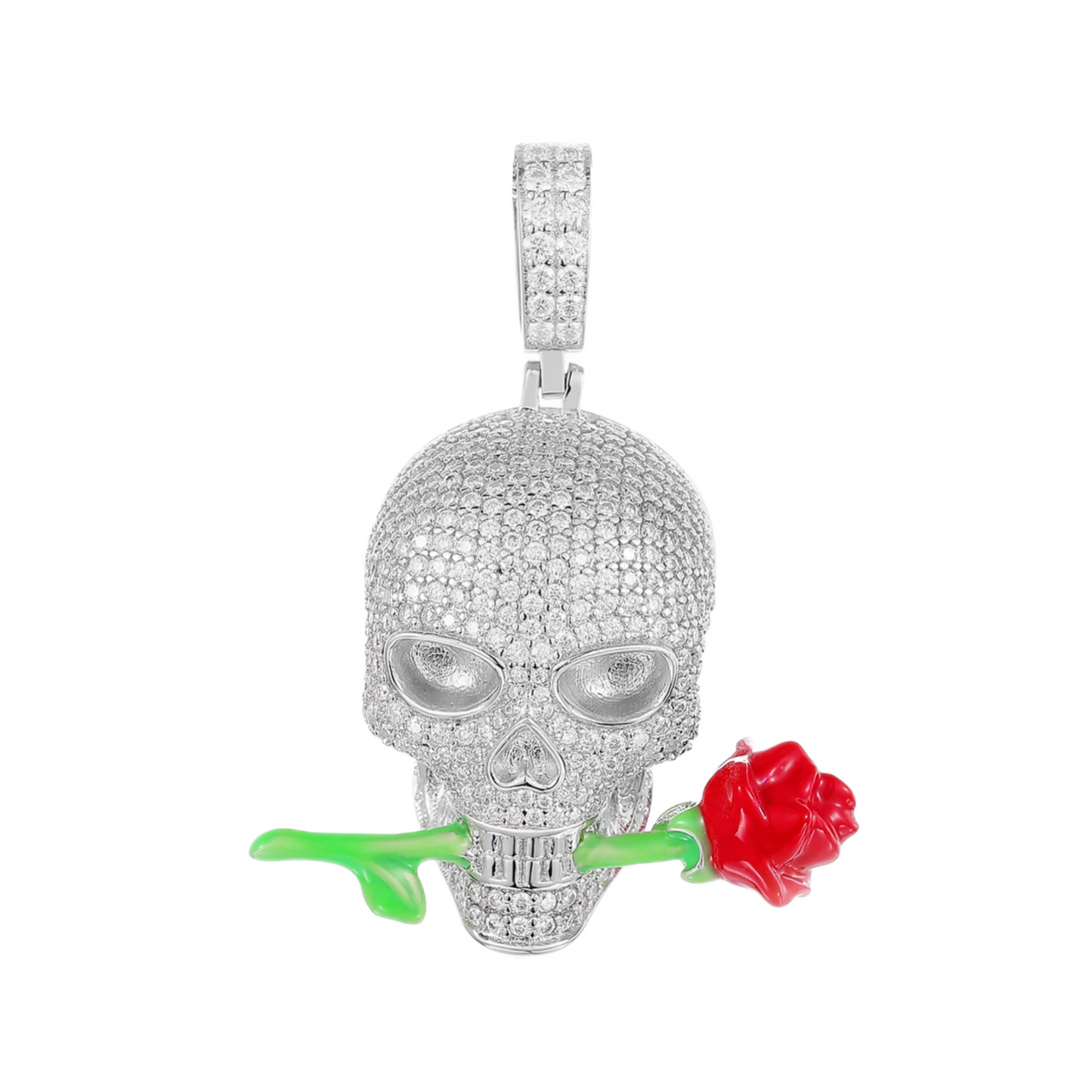 Ciondolo "Rose Skull" Argento 925 & VVS Moissanite
