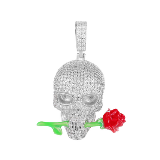 Ciondolo "Rose Skull" Argento 925 & VVS Moissanite