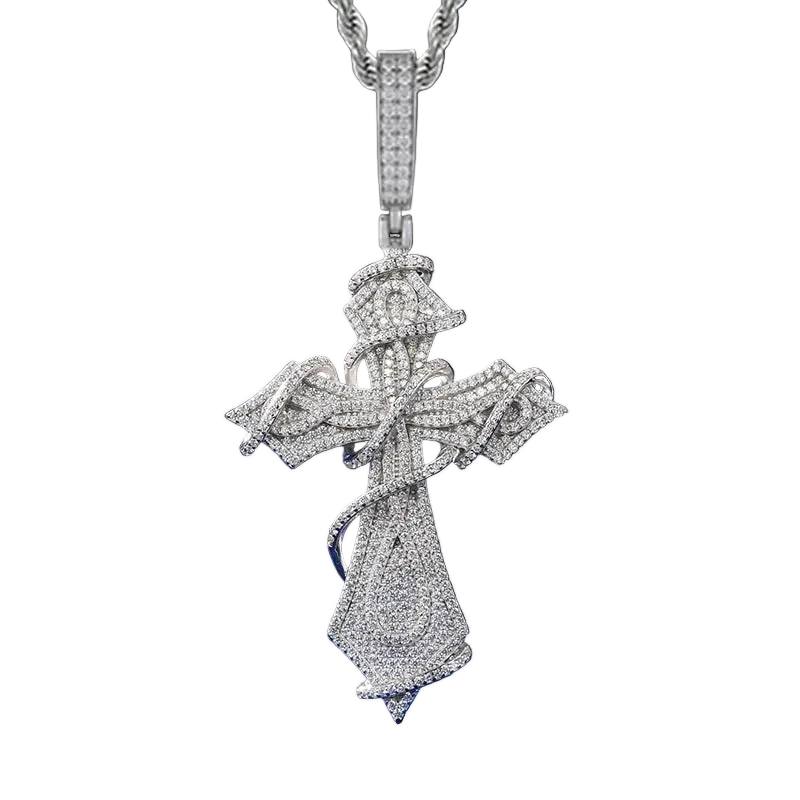 Ciondolo "Wrapped Cross" Argento 925 & VVS Moissanite