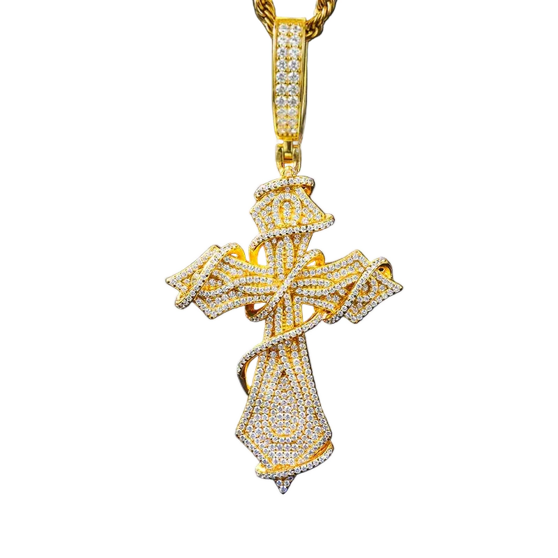 Ciondolo "Wrapped Cross" Argento 925 & VVS Moissanite