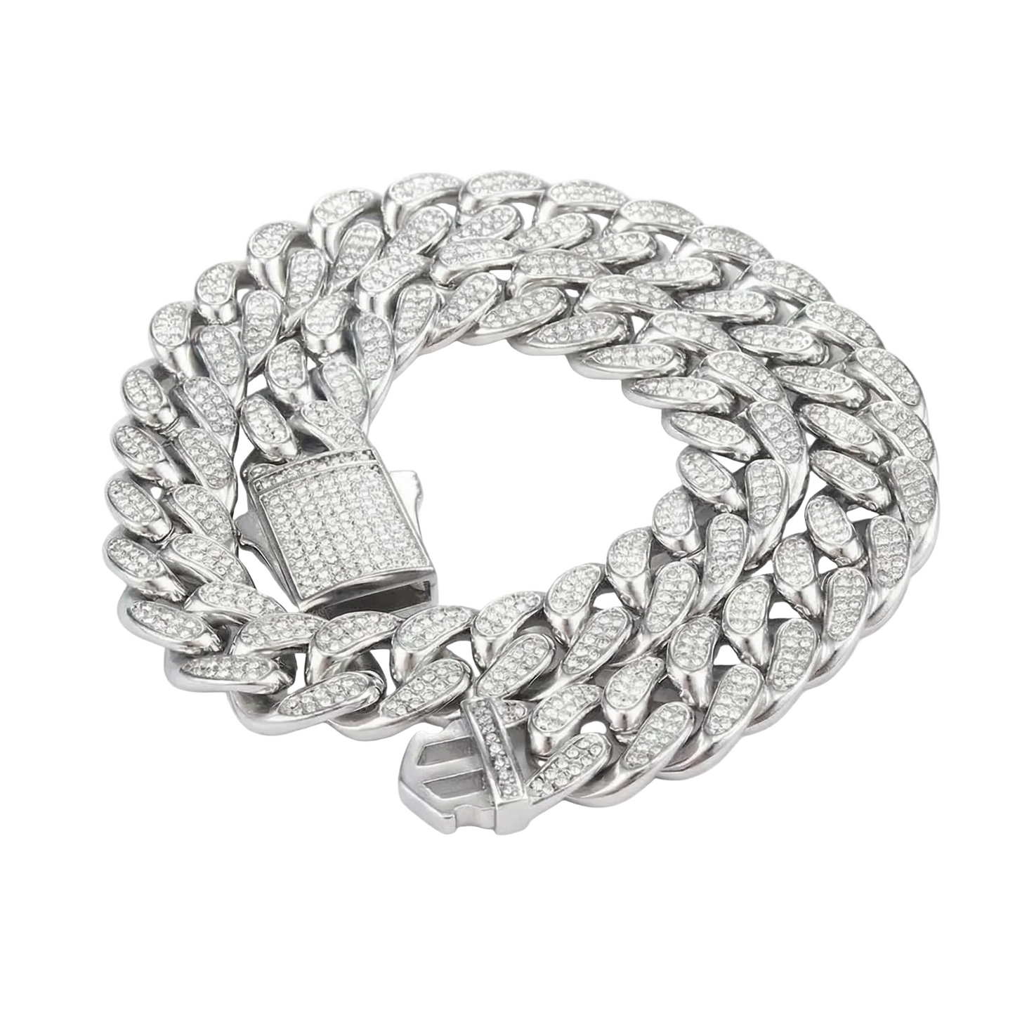 Collana / Bracciale "Cuban Pavé" 16mm Acciaio Inossidabile