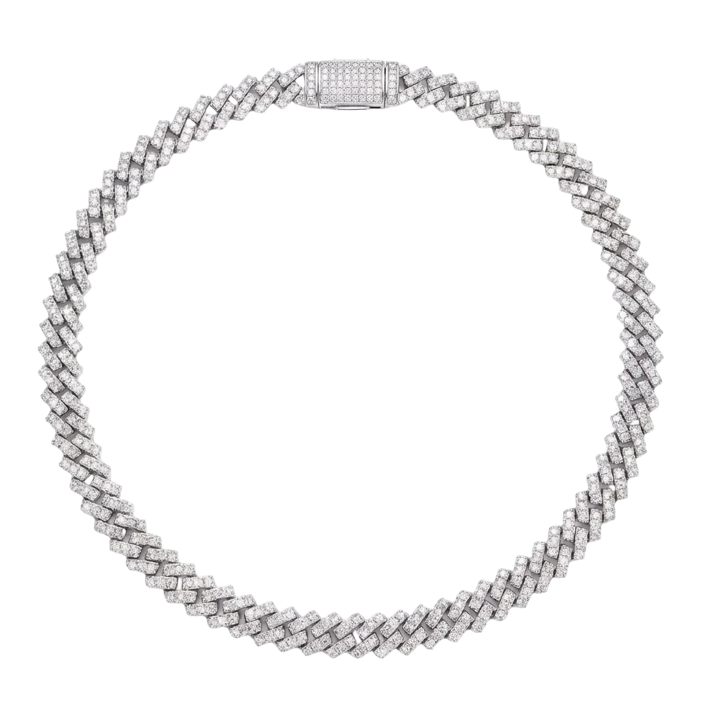 Collana Cuban 8mm Argento 925 & VVS Moissanite