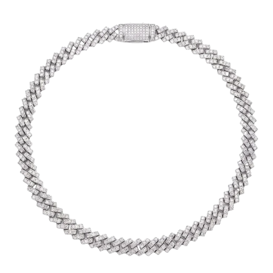 Collana Cuban 8mm Argento 925 & VVS Moissanite