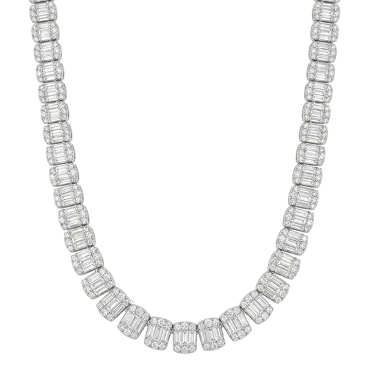 Collana "Square Baguette" 8mm Argento 925 & VVS Moissanite