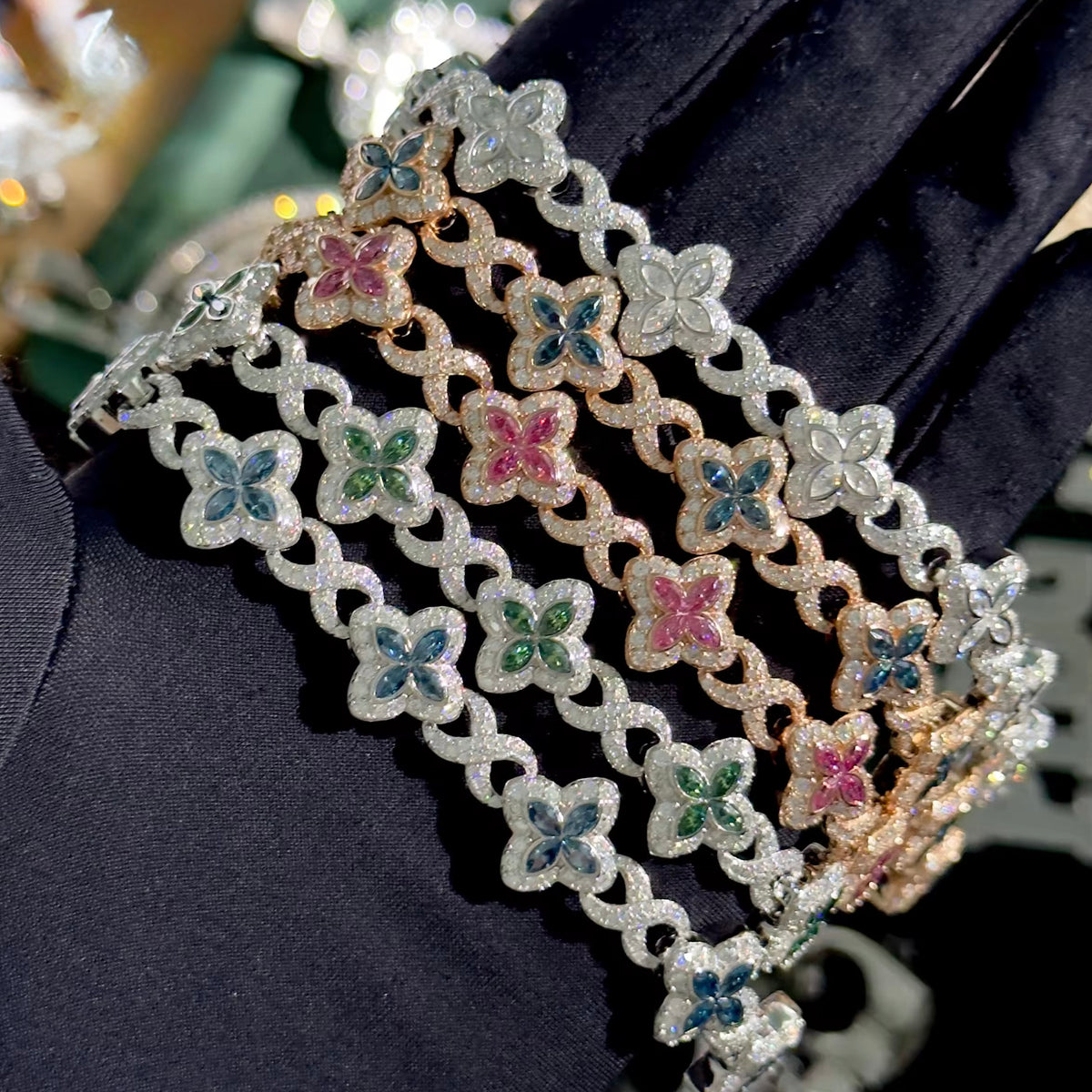 Bracciale "Colors Infinity Clover" 13mm Argento 925 & VVS Moissanite