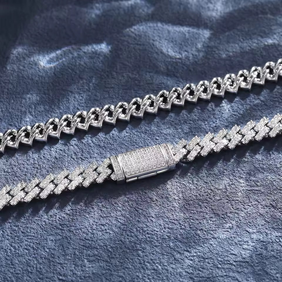 Collana Cuban 8mm Argento 925 & VVS Moissanite