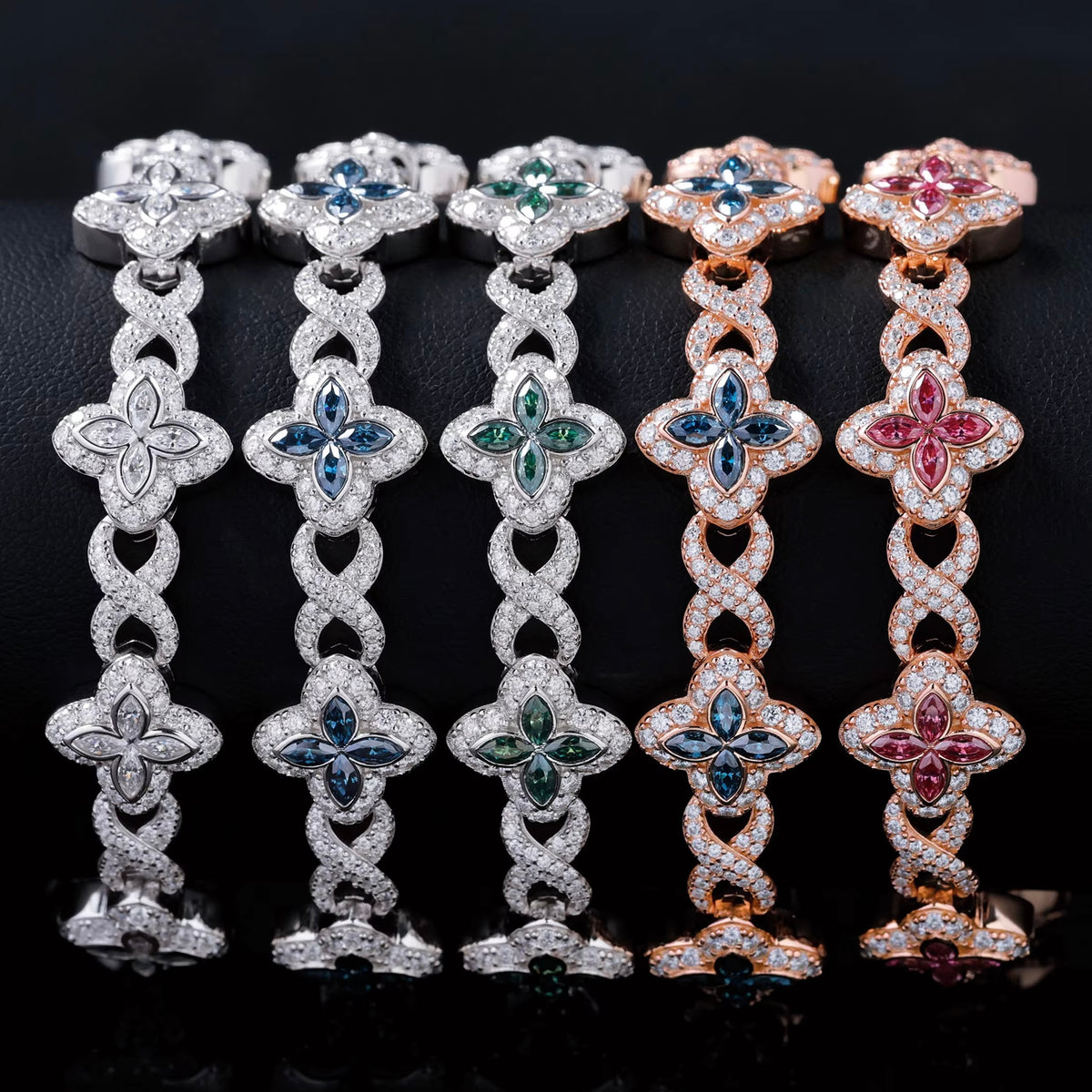 Bracciale "Colors Infinity Clover" 13mm Argento 925 & VVS Moissanite