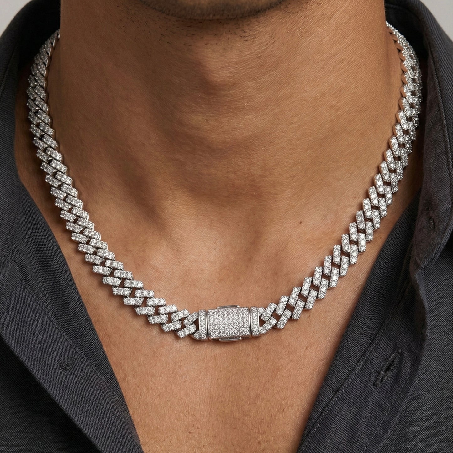 Collana Cuban 8mm Argento 925 & VVS Moissanite