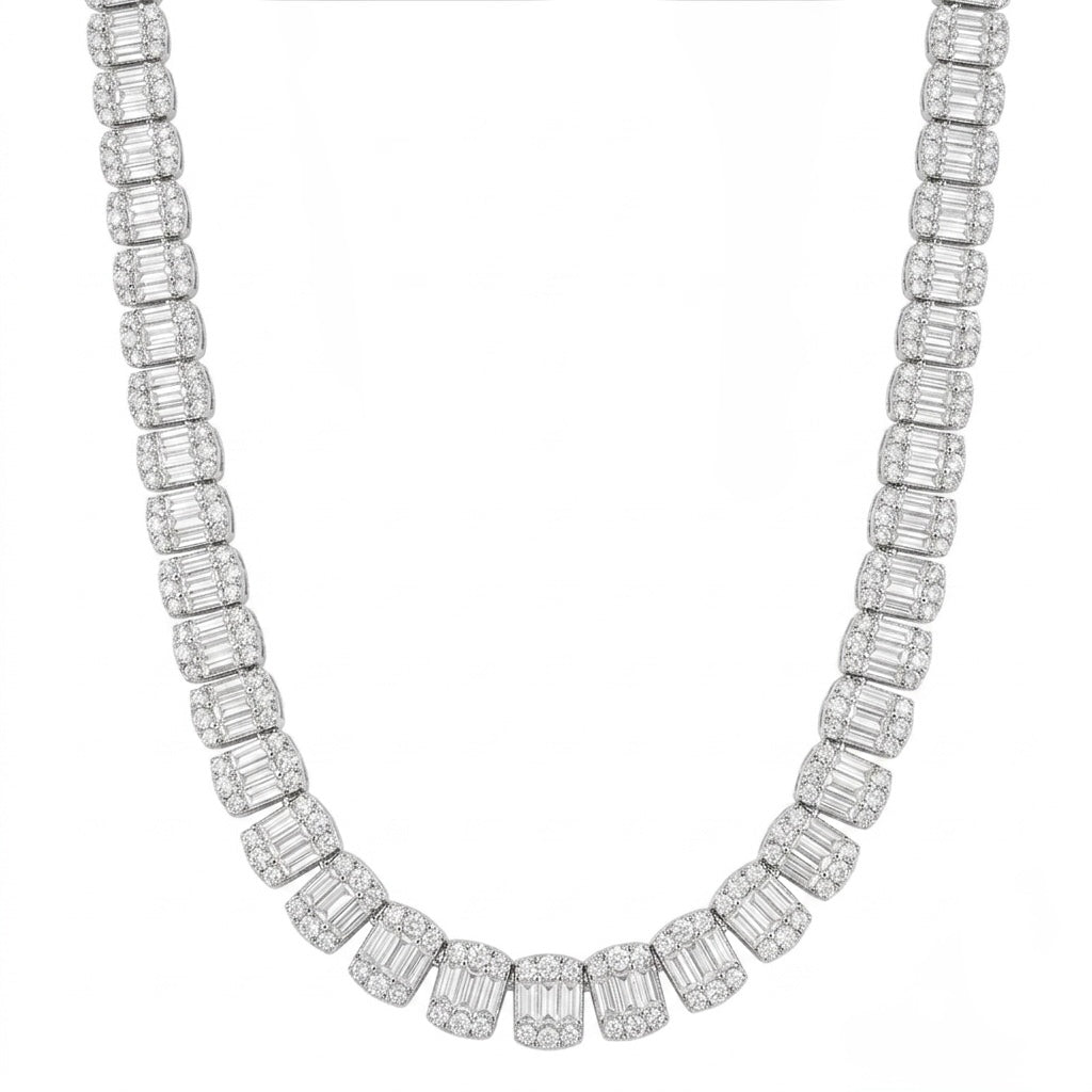 Collana "Square Baguette" 8mm Argento 925 & VVS Moissanite