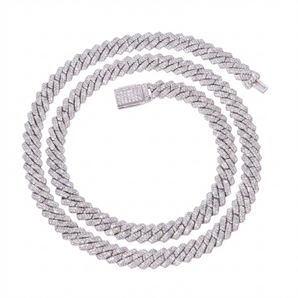 Collana Cuban 10mm Argento 925 & VVS Moissanite