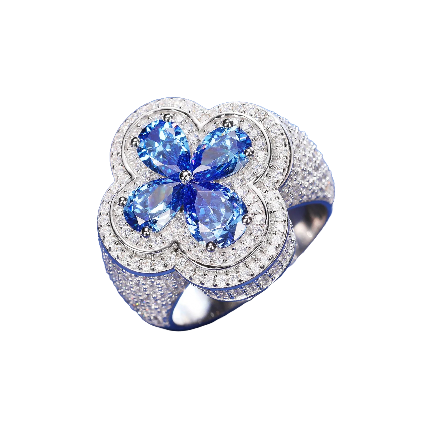 Anello "Cloverleaf" Argento 925 & VVS Moissanite / Zirconi