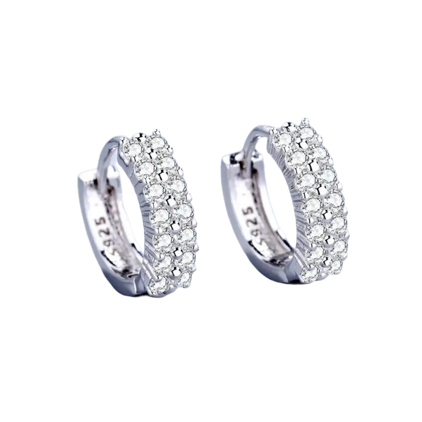 Orecchini "Fila Doppia" Argento 925 & VVS Moissanite / Zirconi