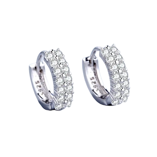 Orecchini "Fila Doppia" Argento 925 & VVS Moissanite / Zirconi