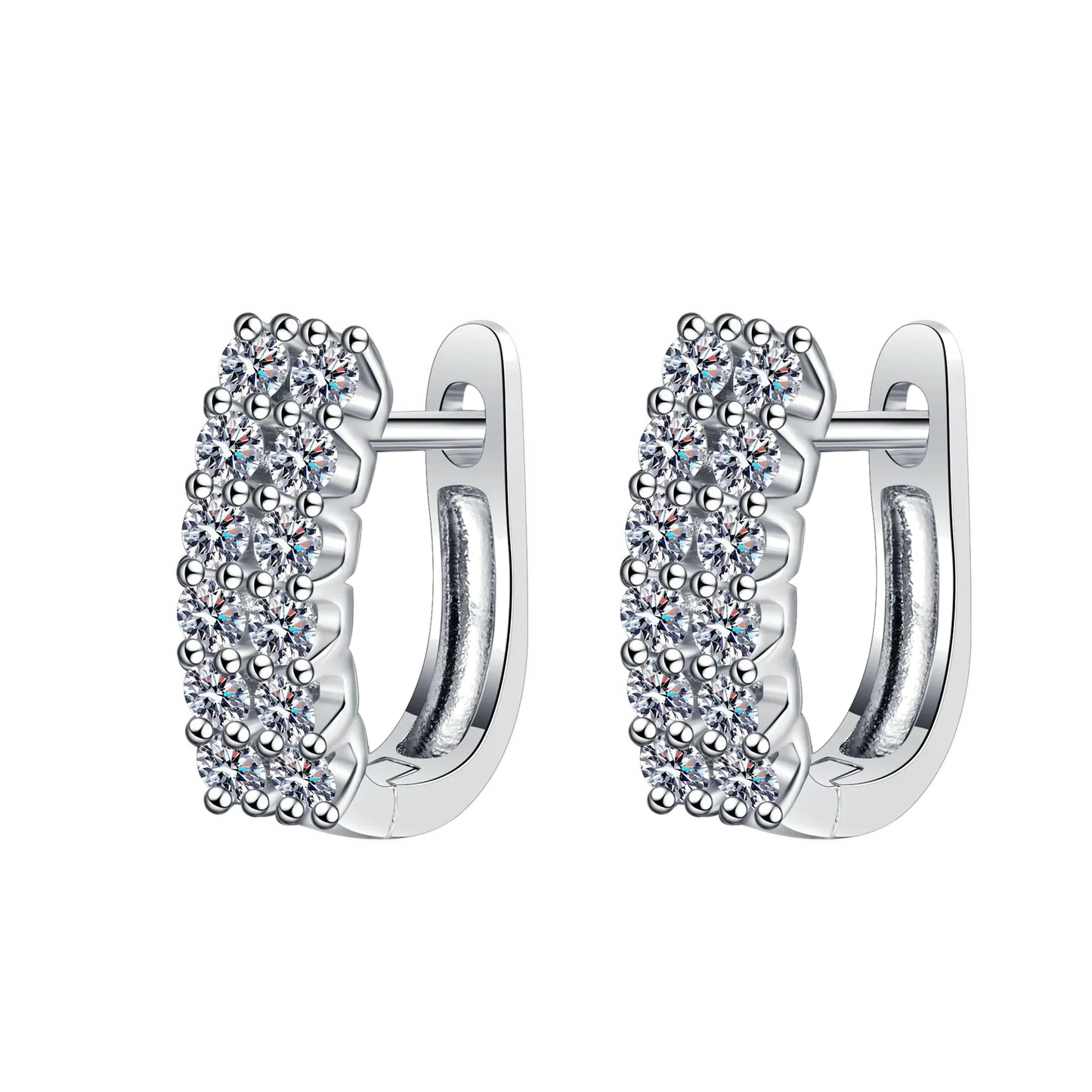 Orecchini "Fila Doppia" Argento 925 & VVS Moissanite / Zirconi