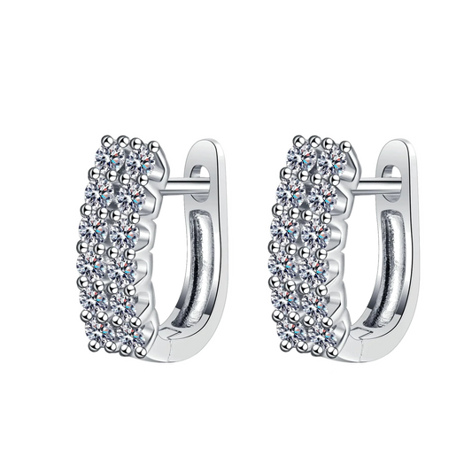 Orecchini "Fila Doppia" Argento 925 & VVS Moissanite / Zirconi