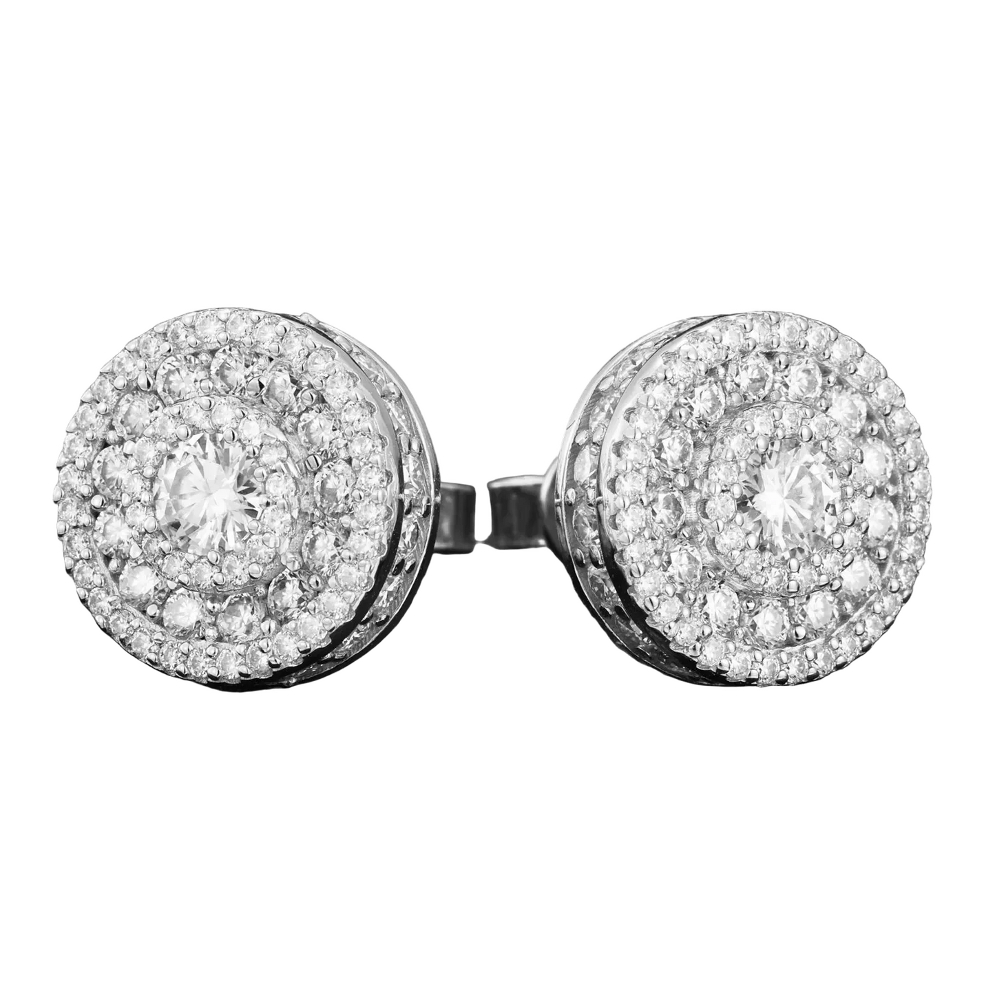 Orecchini "Full Iced Halo Round" Argento 925 & Moissanite
