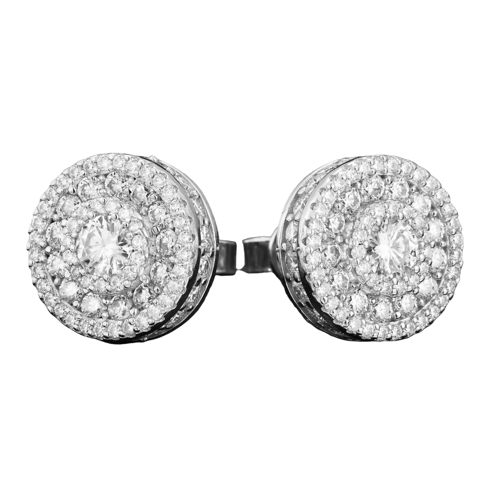 Orecchini "Full Iced Halo Round" Argento 925 & Moissanite