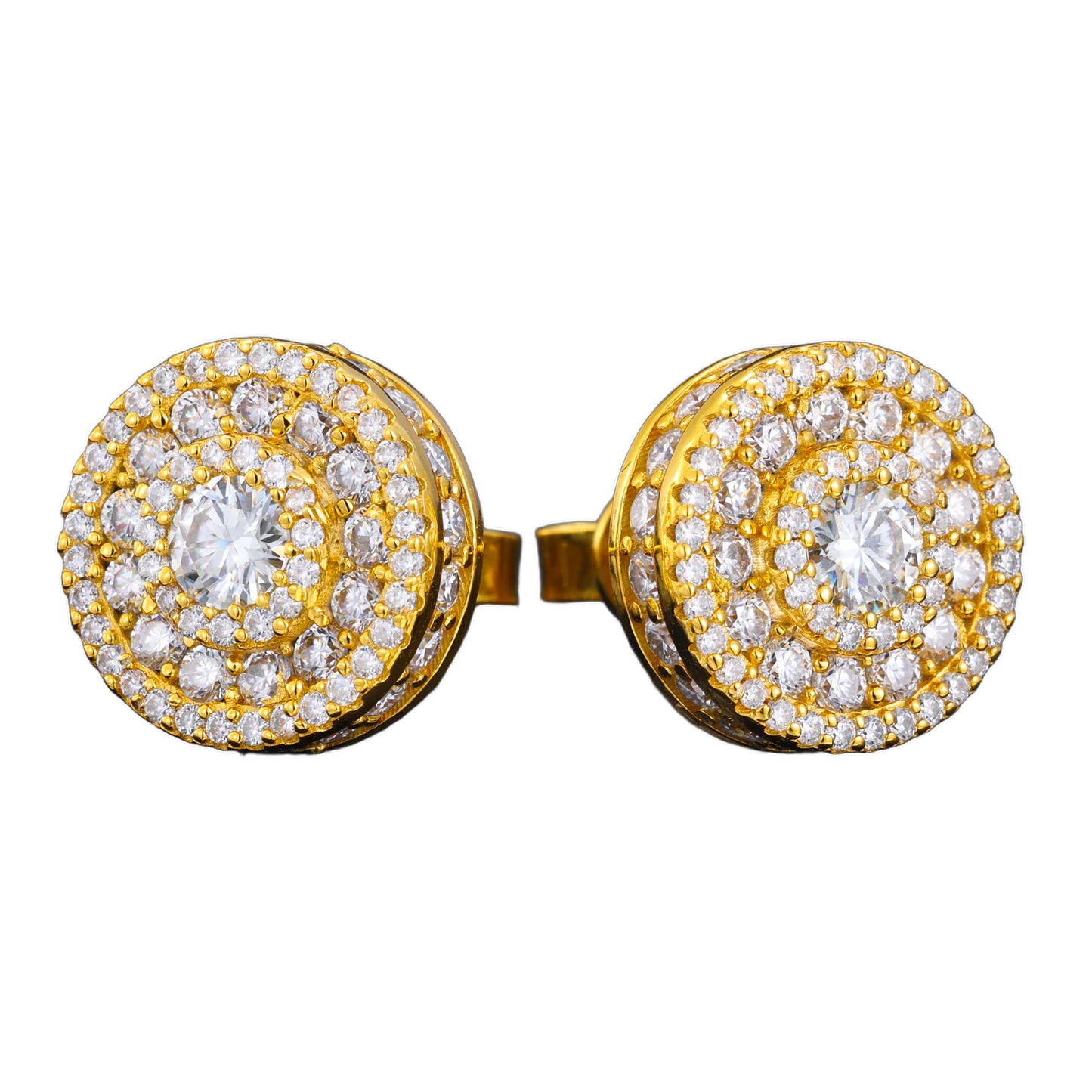 Orecchini "Full Iced Halo Round" Argento 925 & Moissanite